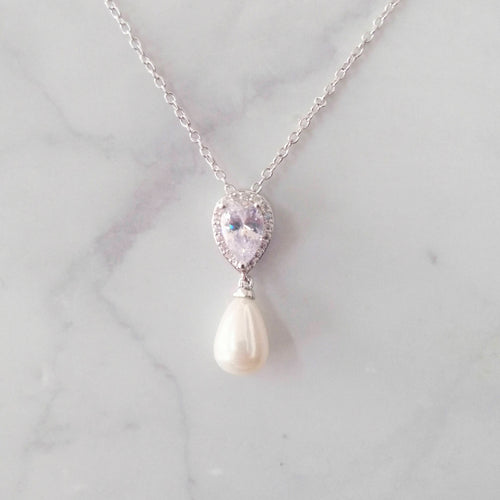 CP527 COLLAR PLATA GOTA Y PERLA