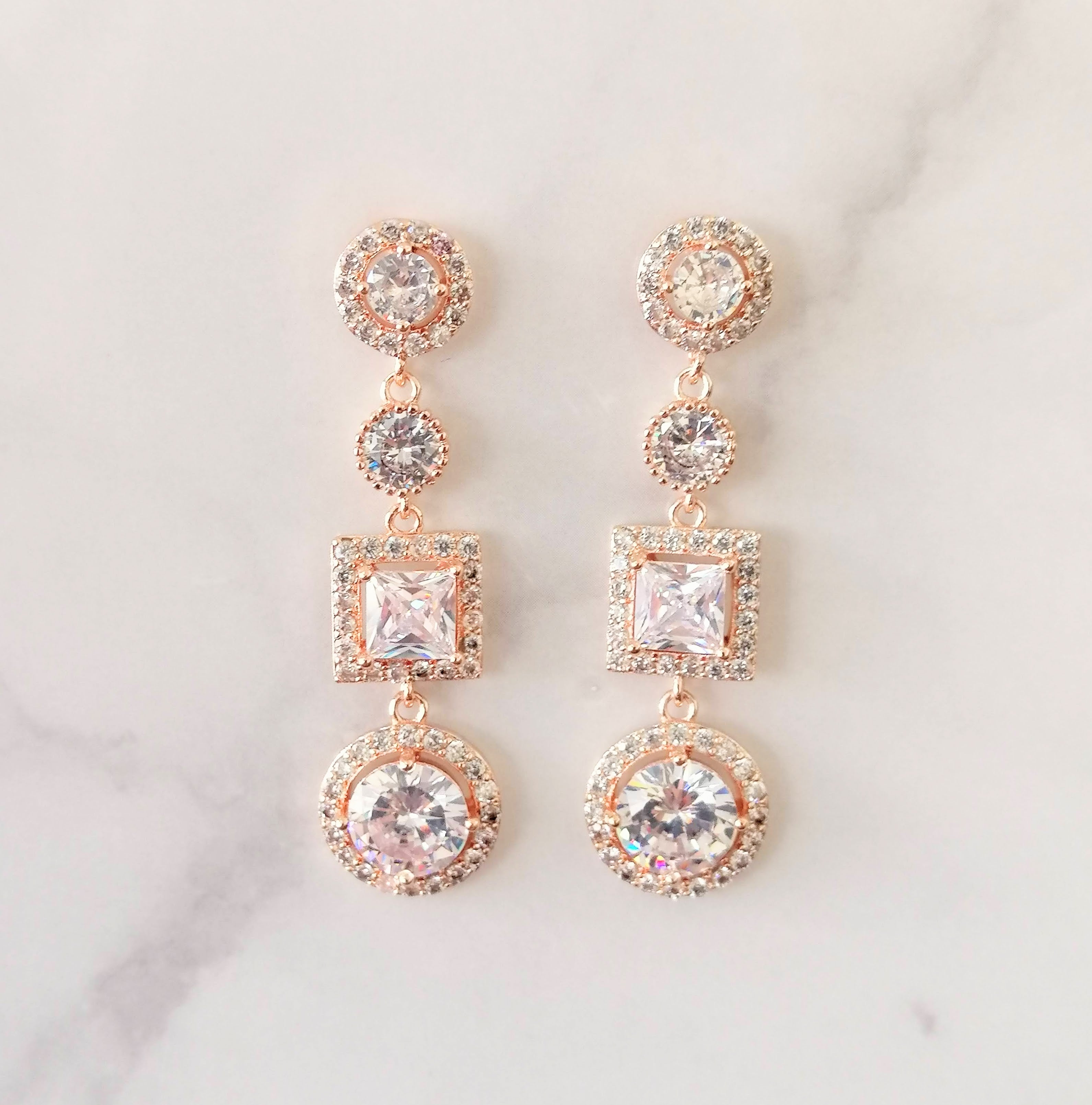 AR910 ARETES ROSAS CIRC MARCO Y CUAD