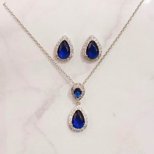 Juego Plateado Azul Gota y Petit