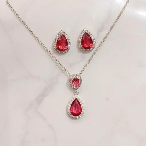 Juego Plateado con Rojo Solo Gota Petit