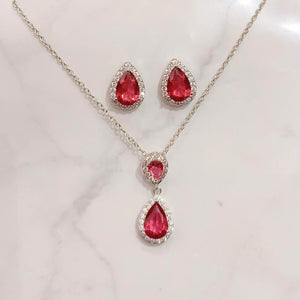 Juego Plateado con Rojo Solo Gota Petit
