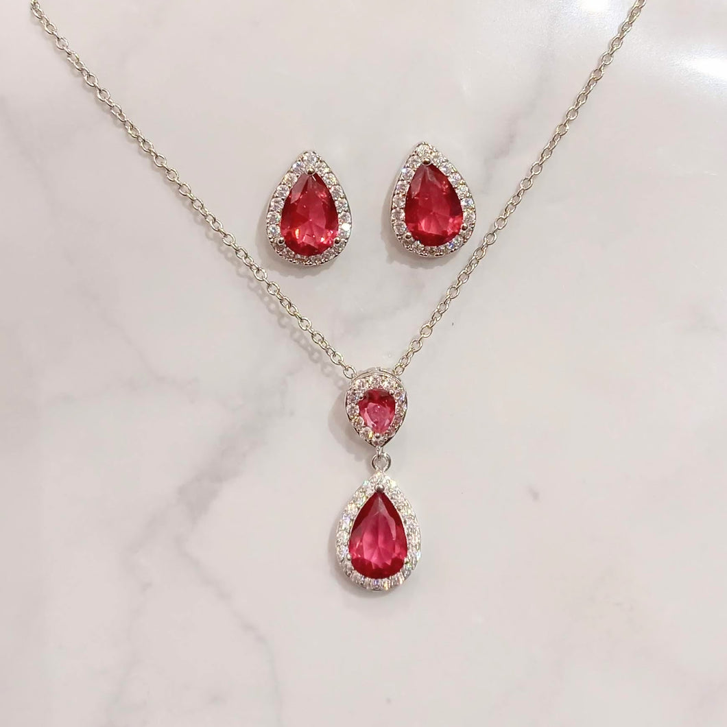 Juego Plateado con Rojo Solo Gota Petit