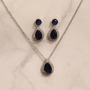 Juego Plateado con Azul Gota y Circ