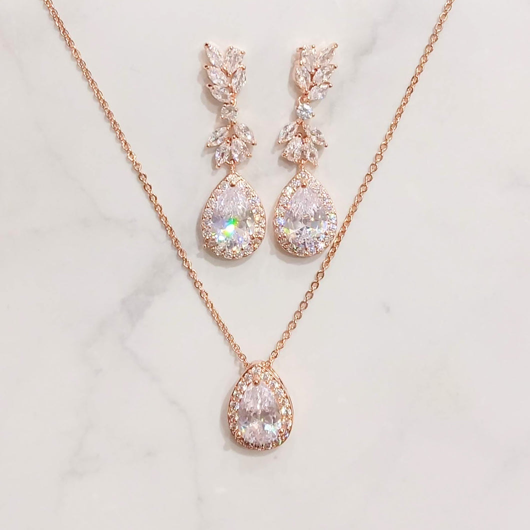 Juego Rosa Colgante con hojitas y Gota