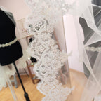 MARSALA VELO IVORY CORTO 98 CM SENCILLO ENCAJE ABAJO VI229