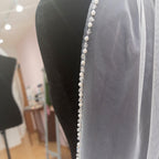 BUDAPEST Velo Ivory corto 90 cm con Cristales y Perlas