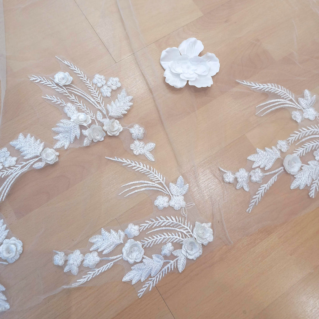 SUIZA Velo Ivory 3.5 mts con flor 3D