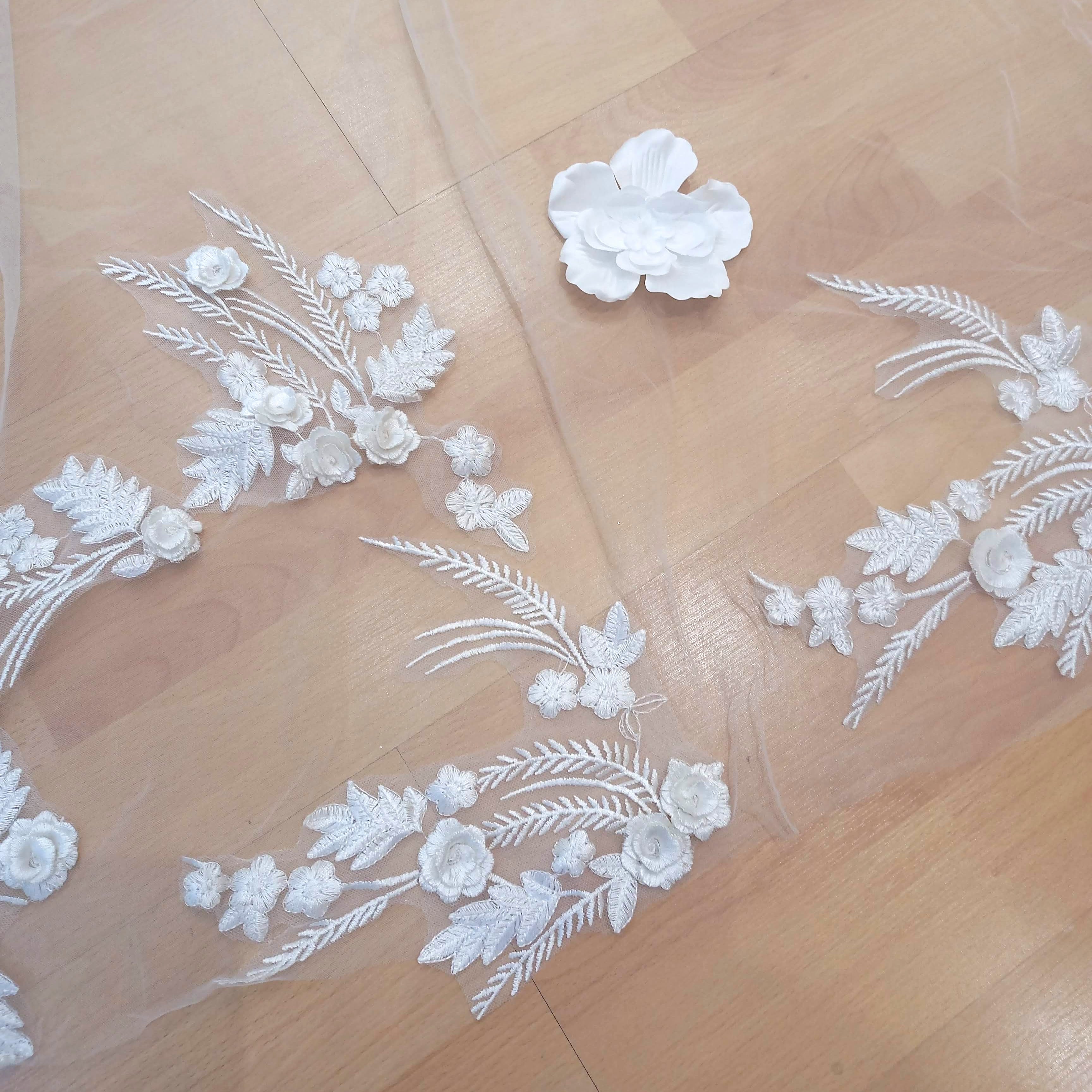 SUIZA Velo Ivory 3.5 mts con flor 3D