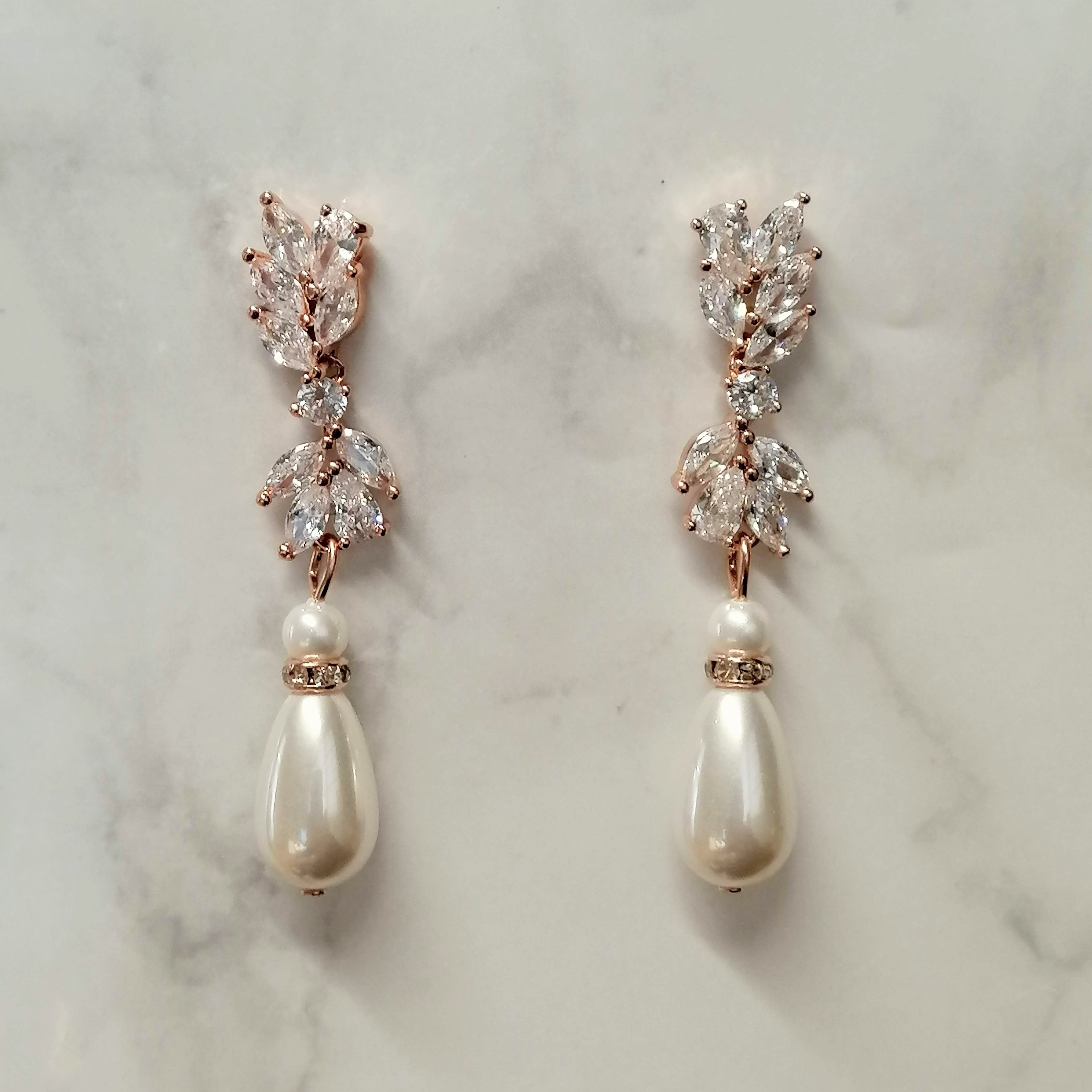 AR643 ARETES ROSA DOBLE STUD Y PERLA