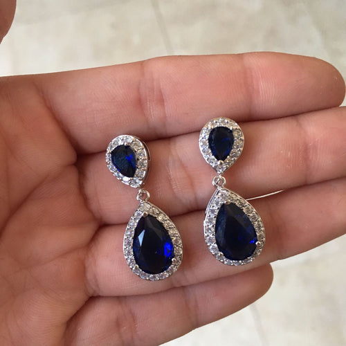 AP188 ARETES PLATA PETIT-PETIT GOTA AZUL