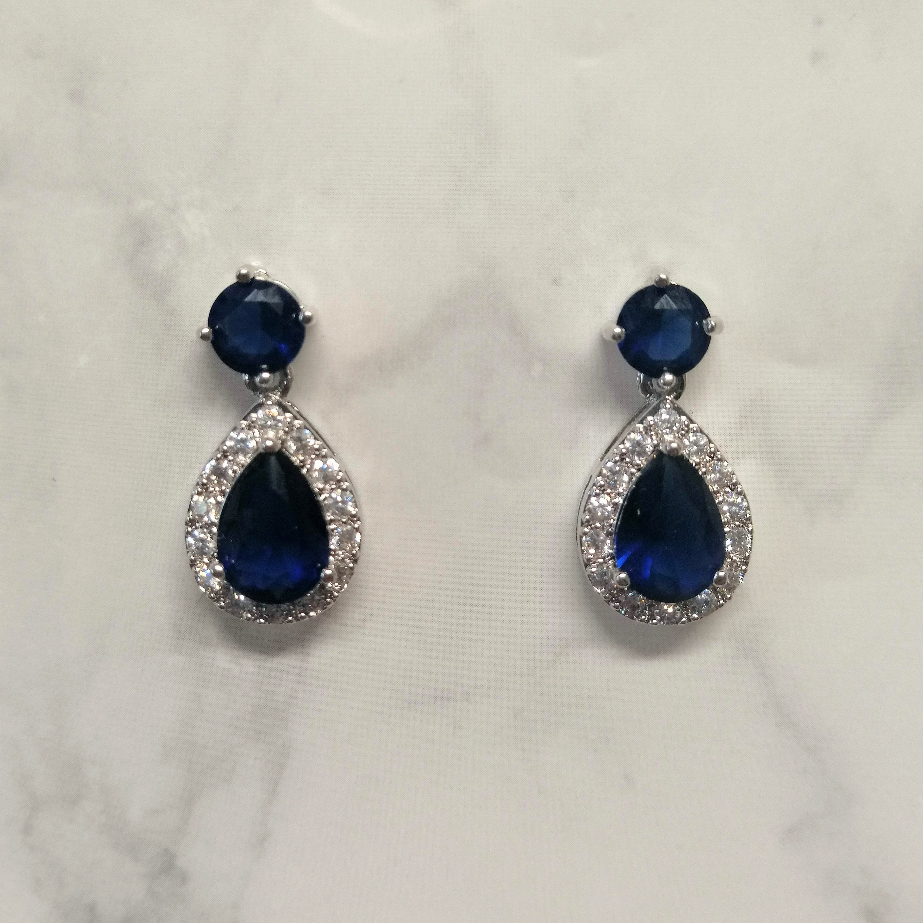 AP511 ARETES PLATA CIRC Y GOTA MINI C/AZUL