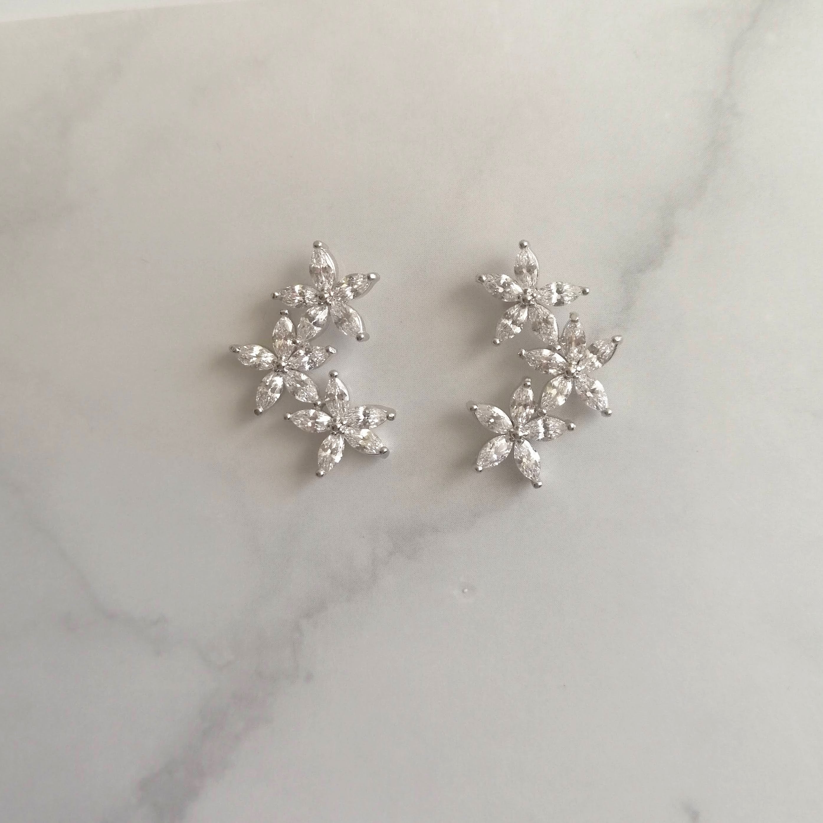 AP774 Aretes Plateados 3 Flores