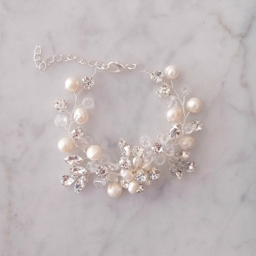 PP877 PULSERA PLATA PERLAS CRIST ALAMBRE