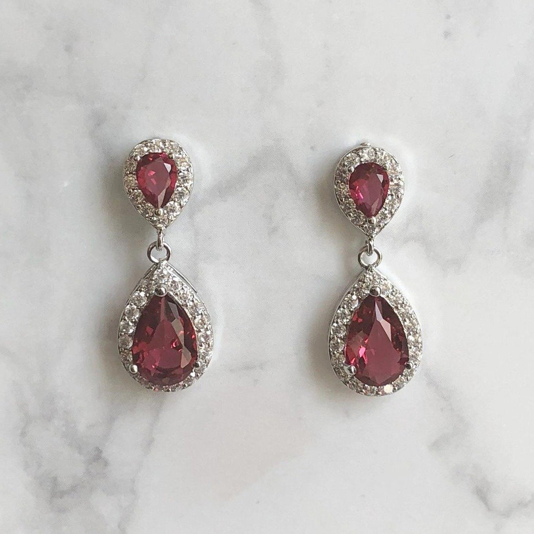 AP440 ARETES PLATA GOTA-GOTA PETIT C/ROJO