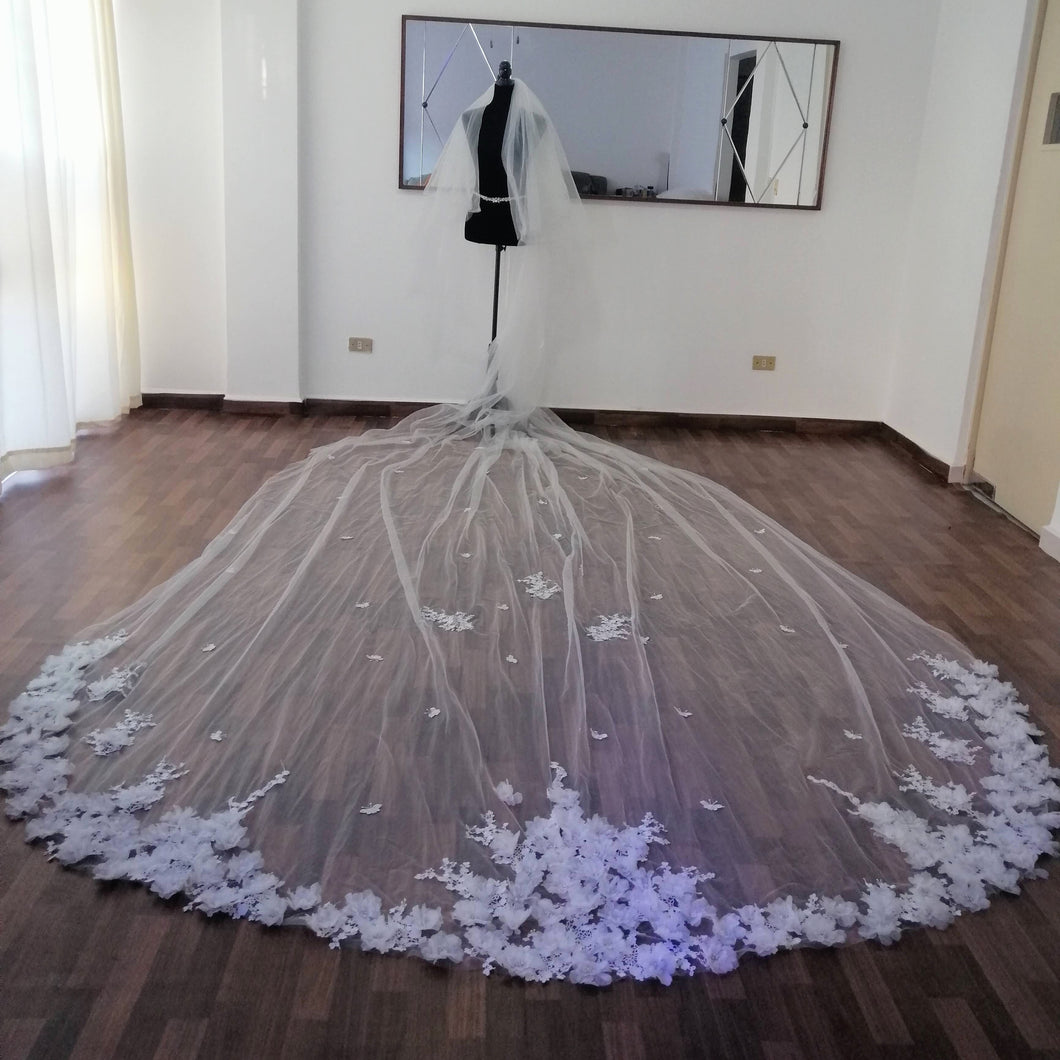 NORUEGA Velo 5 mts con flores 3D VI386